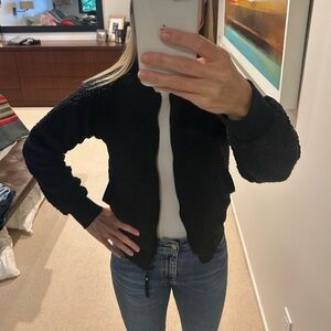 Prana Women's Black Fuzzy Bomber Jacket